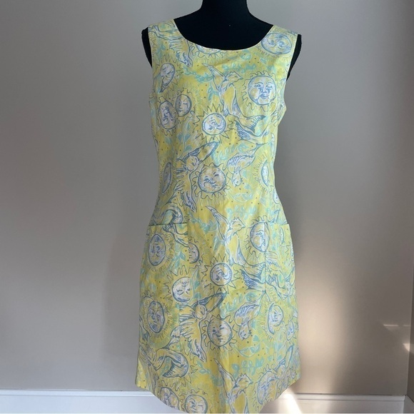 LILLY Pulitzer White Tag Sun Of a Gun Print Shift Dress 8 Rare Vintage